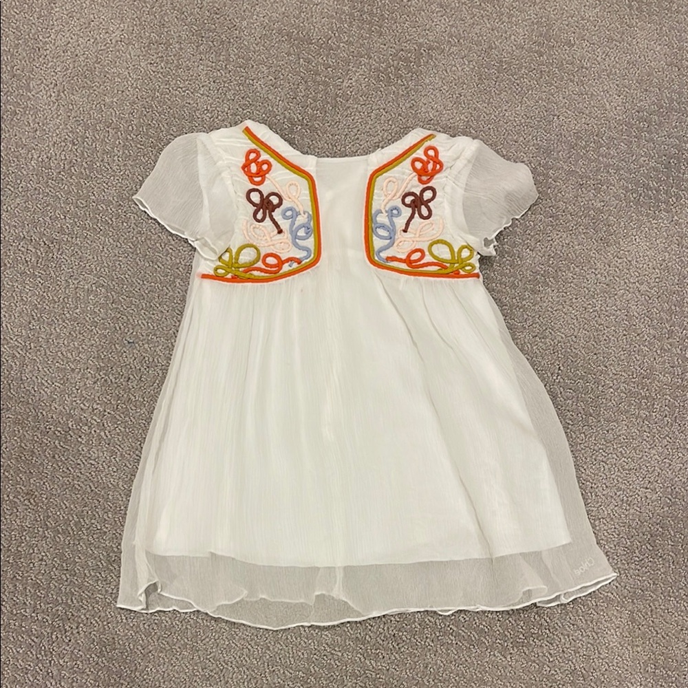 White Kids Dress with Colorful Embroidery